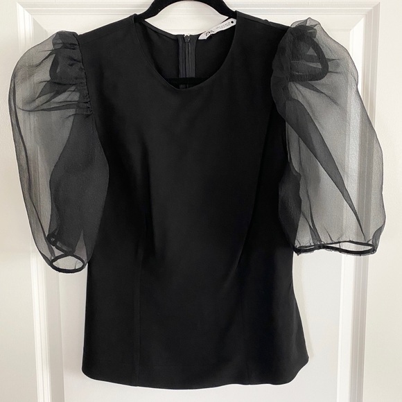 Zara Tops - ZARA | Sheer Puff Sleeve